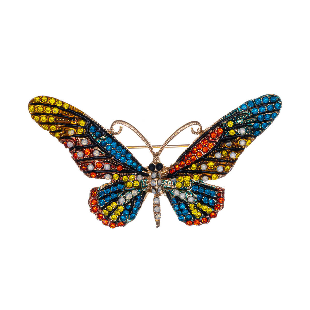 Sparkling butterfly brooch with glass stones