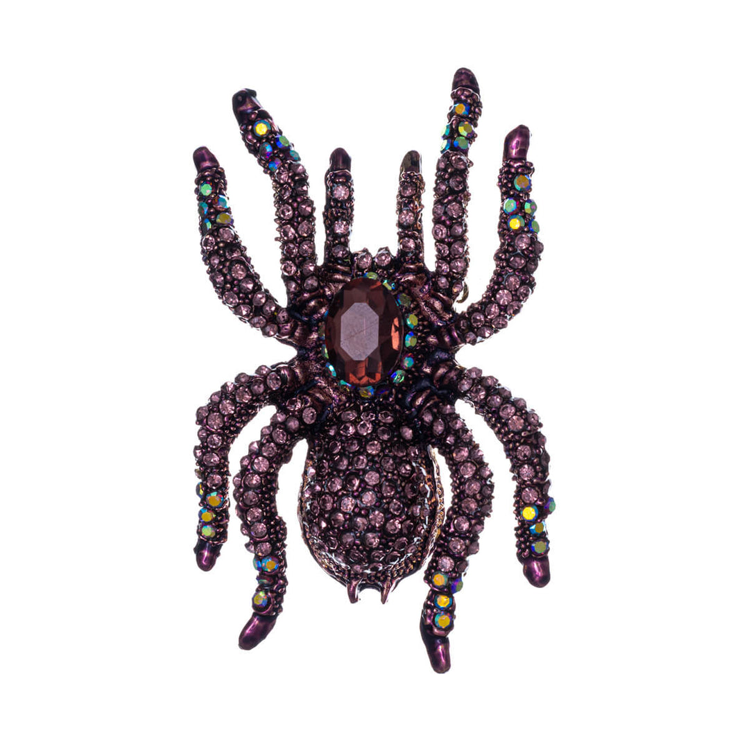 Sparkling spider brooch with glass stones