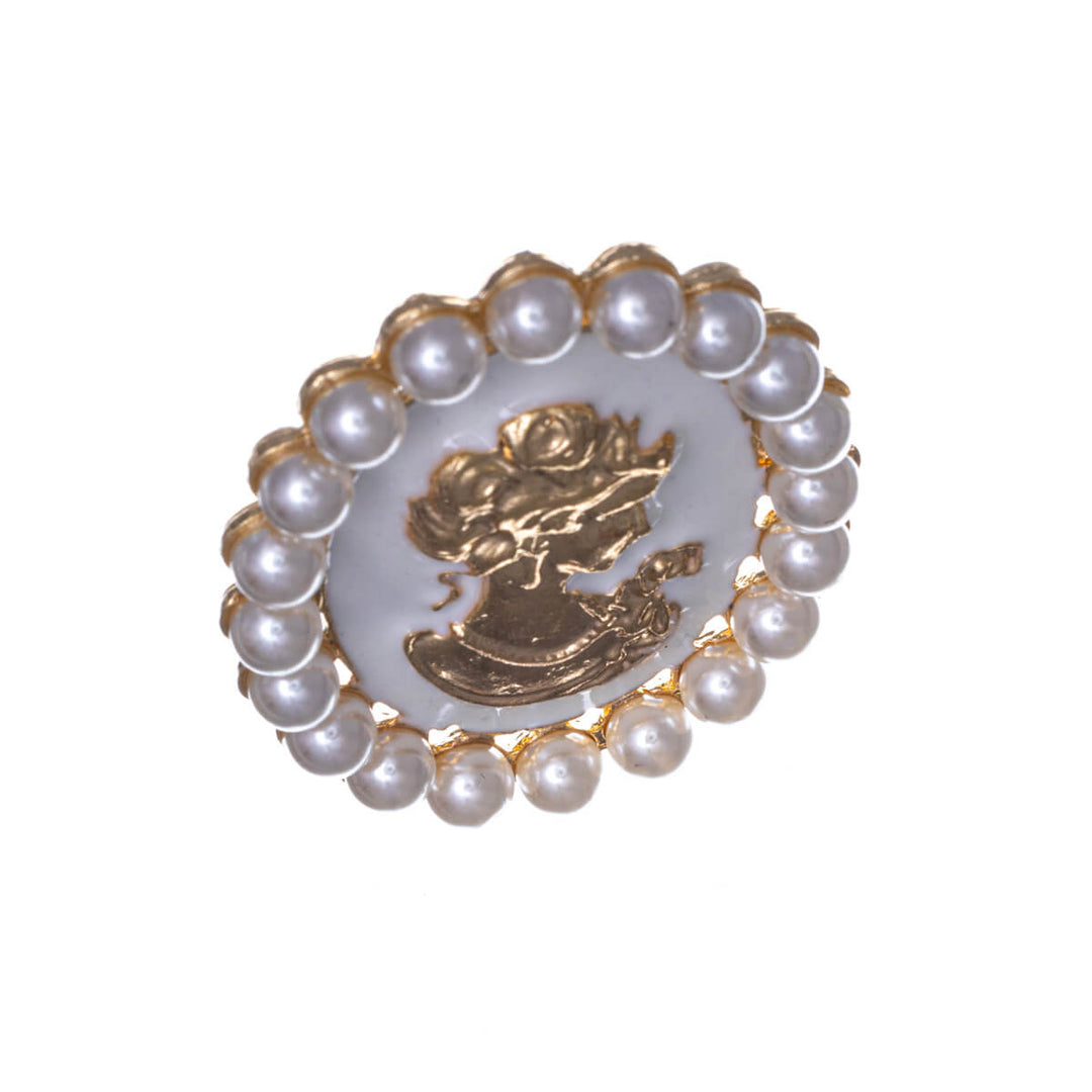 Beaded cameo brooch