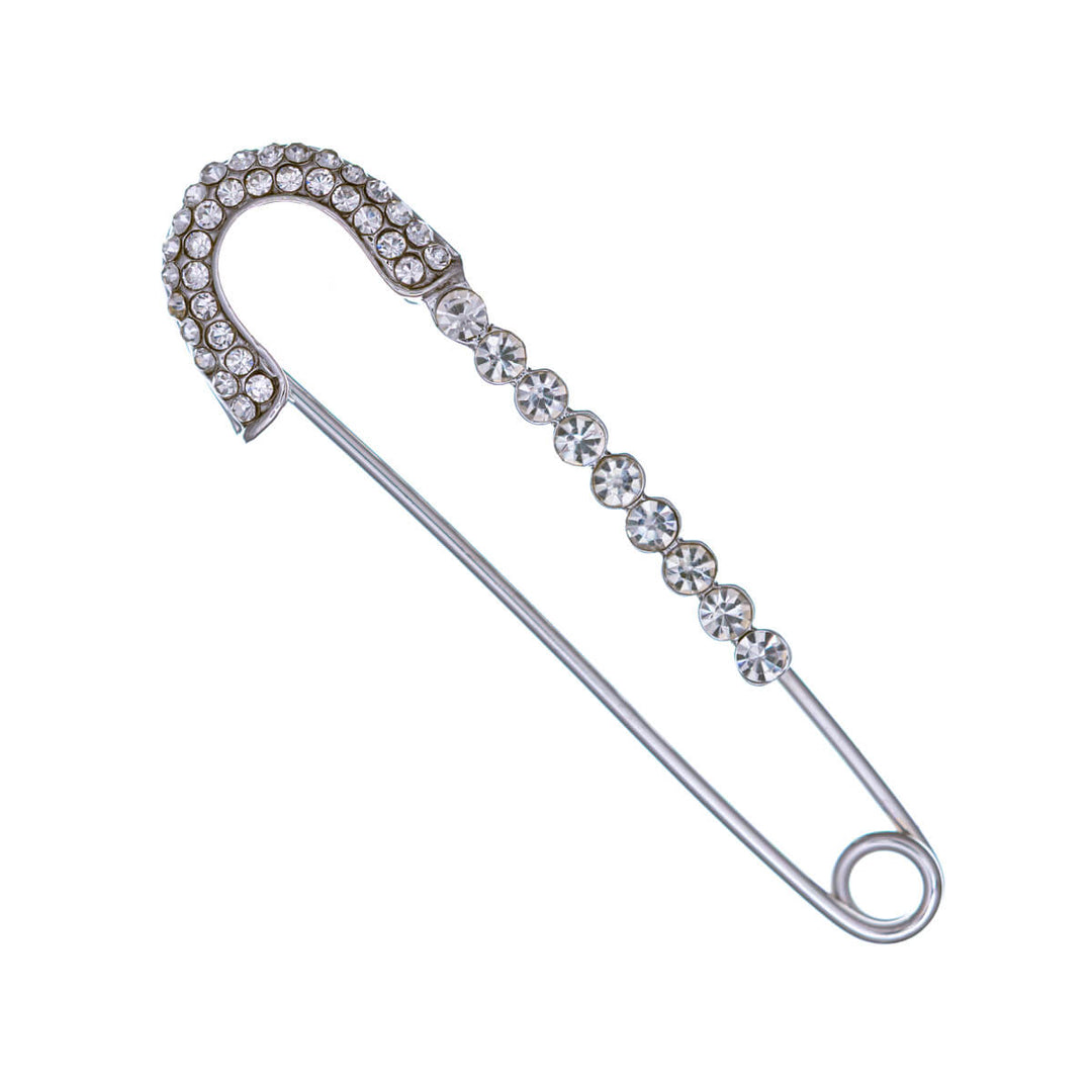 Rhinestone brooch decorated with a safety pin, 7 cm