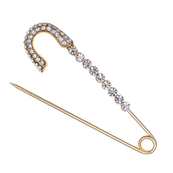 Rhinestone brooch decorated with a safety pin, 7 cm
