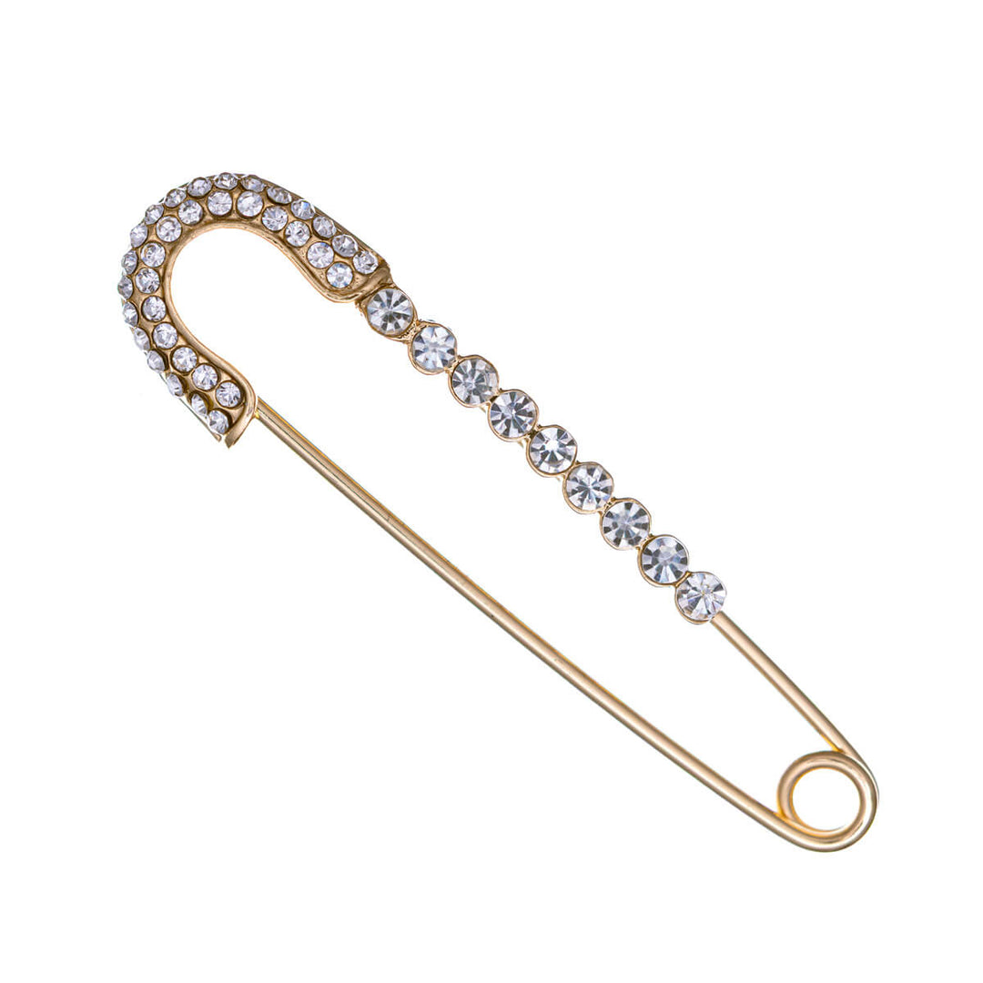 Rhinestone brooch decorated with a safety pin, 7 cm