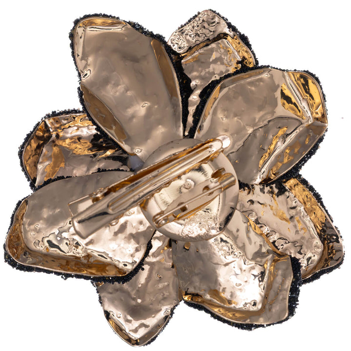 Large sparkling flower brooch with glass stones