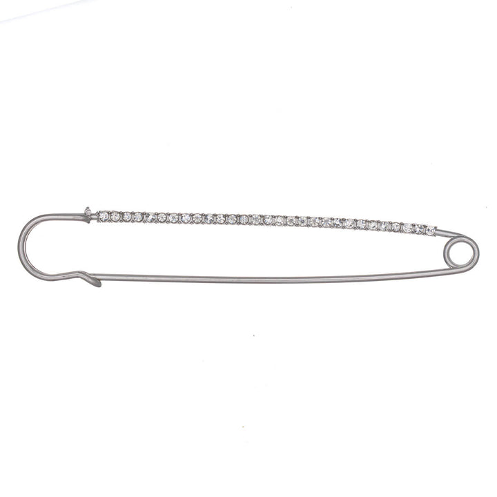 Rhinestone-embellished safety pin brooch, 10 cm