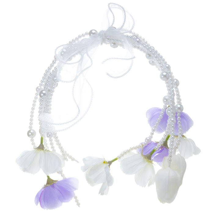 Helmikaari bridal bouquet – white and purple artificial flowers
