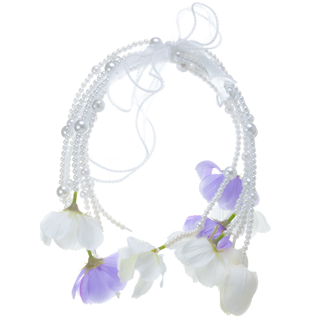 Helmikaari bridal bouquet – white and purple artificial flowers
