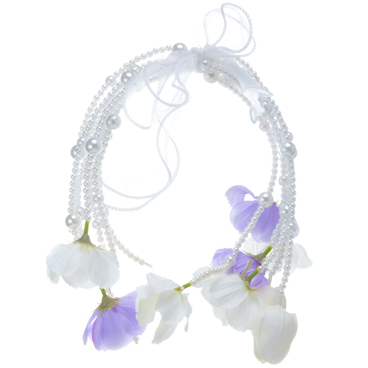 Helmikaari bridal bouquet – white and purple artificial flowers