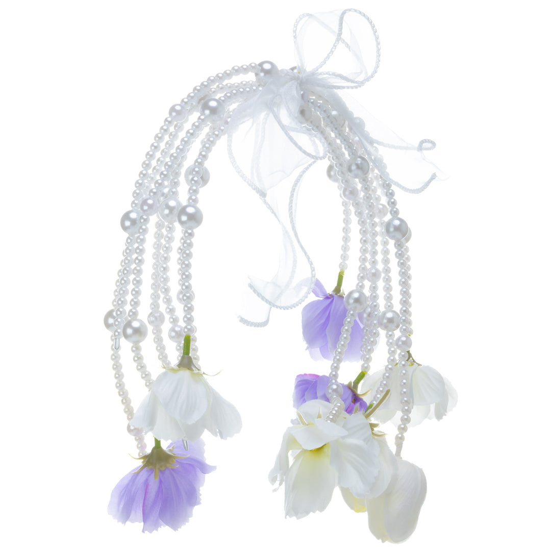 Helmikaari bridal bouquet – white and purple artificial flowers