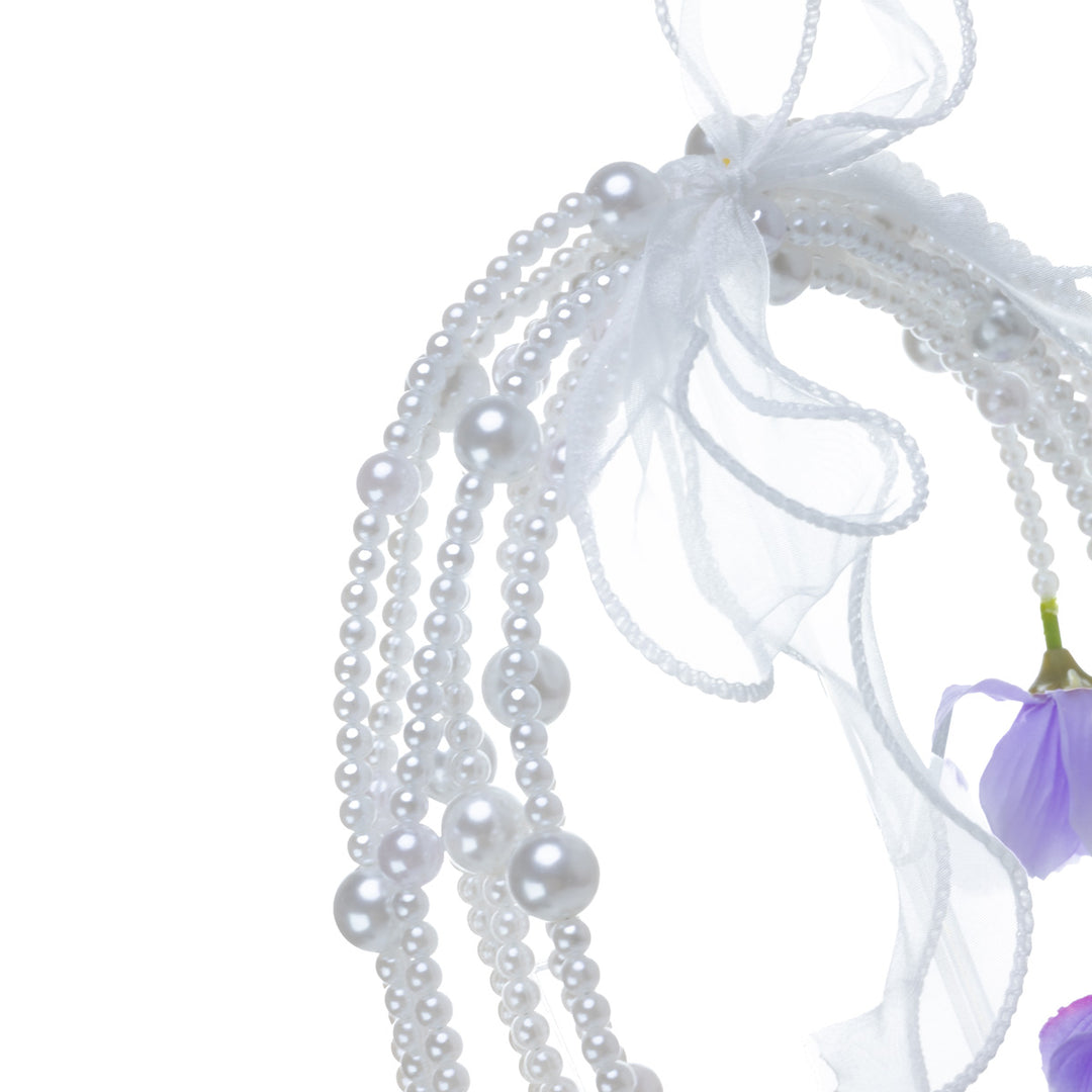 Helmikaari bridal bouquet – white and purple artificial flowers
