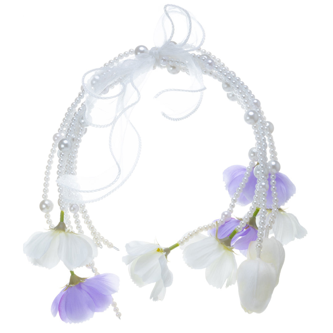 Helmikaari bridal bouquet – white and purple artificial flowers