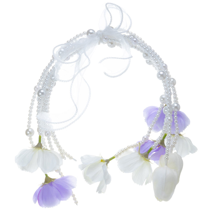 Helmikaari bridal bouquet – white and purple artificial flowers