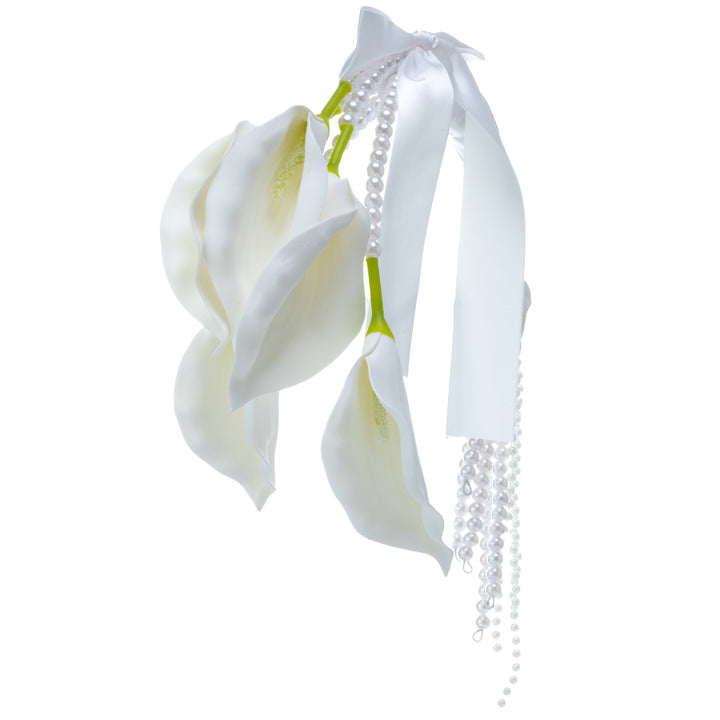Kalla bridal bouquet with a satin handle – white artificial flower