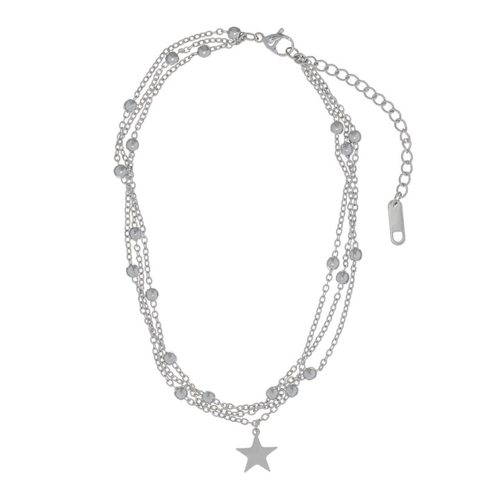 Star pendant ankle chain with three chains ankle bracelet (Steel 316L)