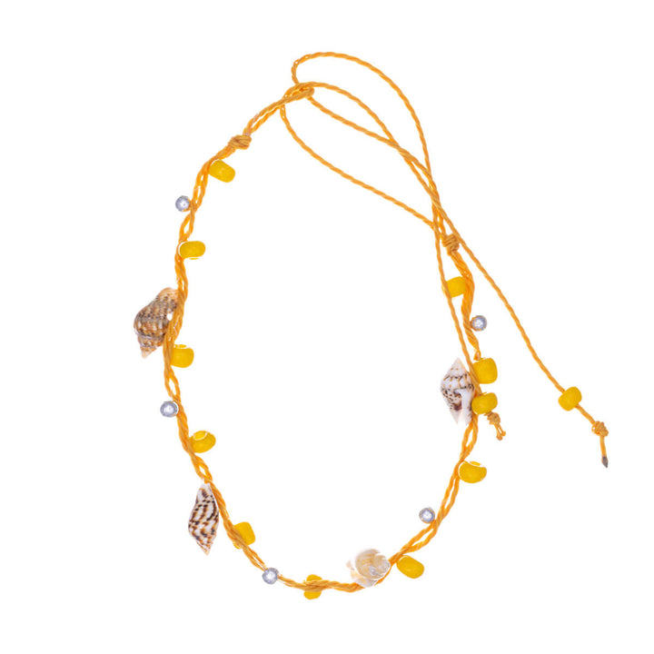 Knotted plastic clam ankle chain / clam bracelet