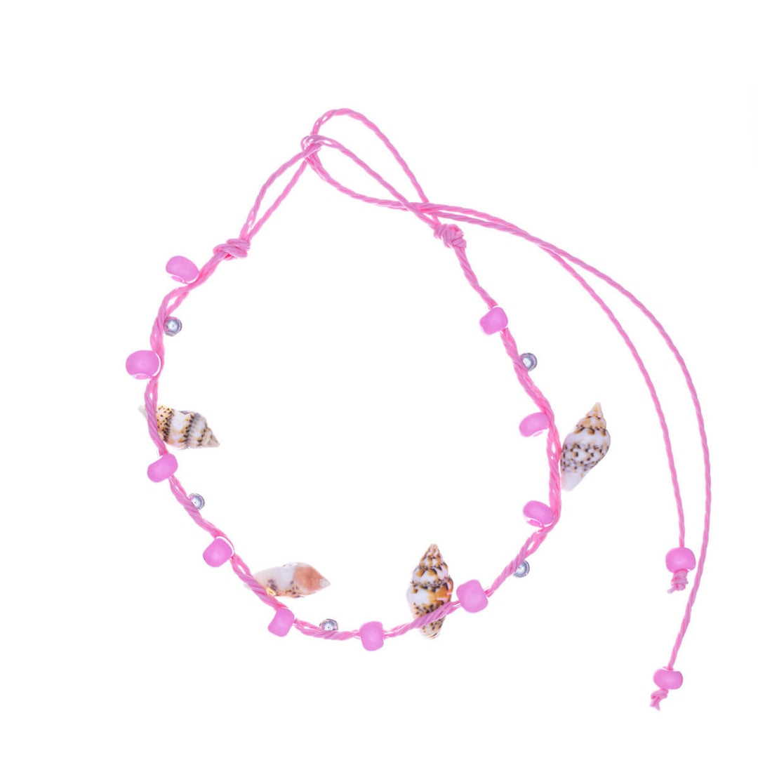 Knotted plastic clam ankle chain / clam bracelet