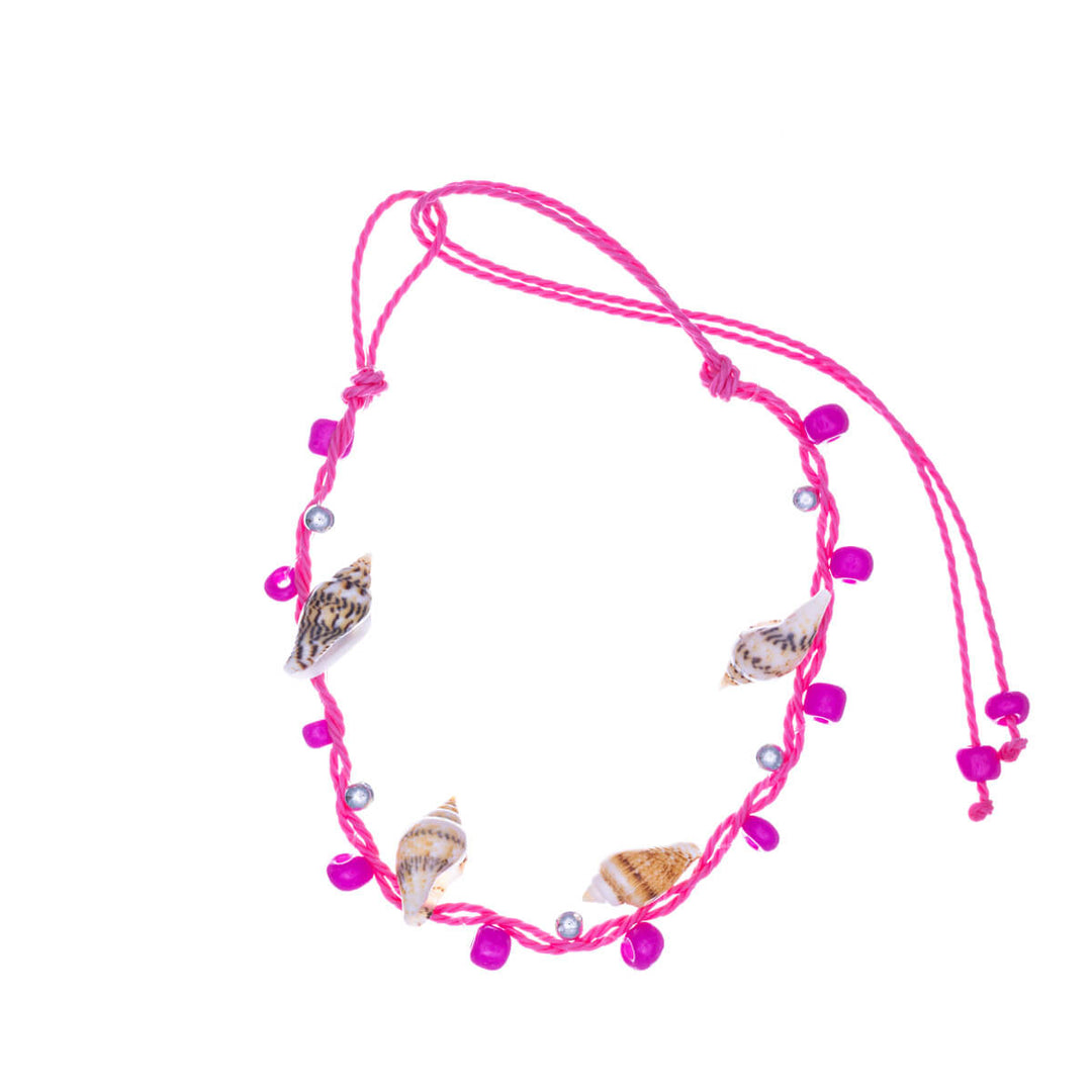 Knotted plastic clam ankle chain / clam bracelet