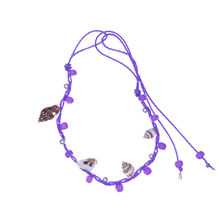 Knotted plastic clam ankle chain / clam bracelet