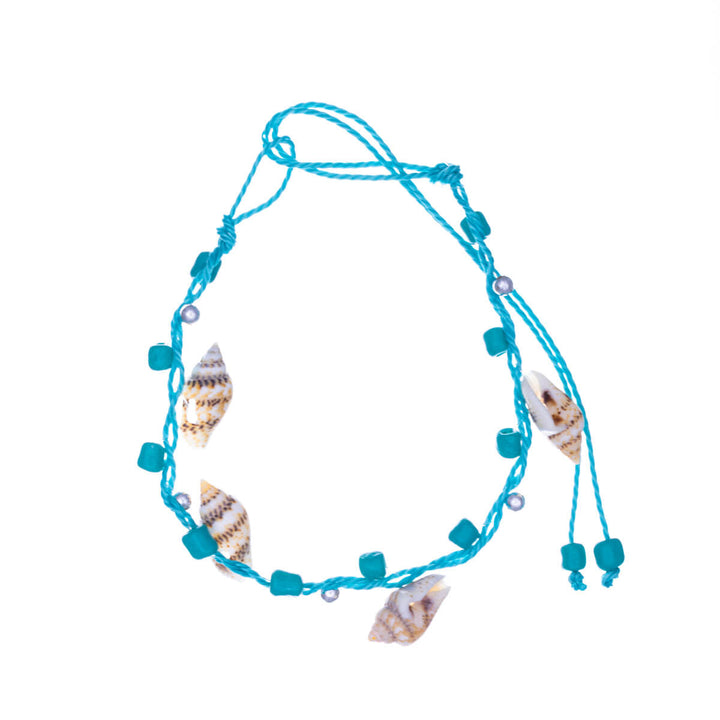 Knotted plastic clam ankle chain / clam bracelet