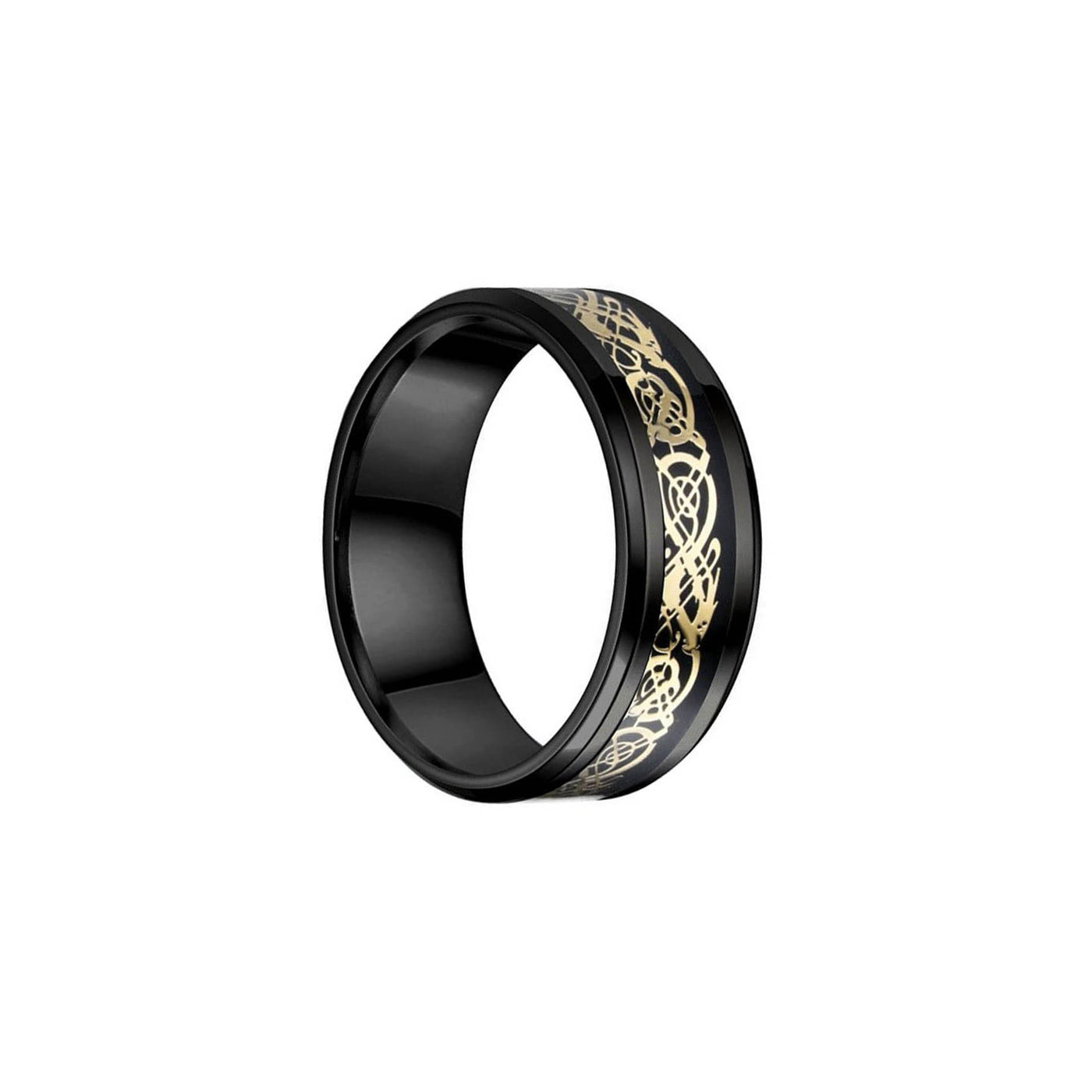 Black gold textured steel ring 8mm