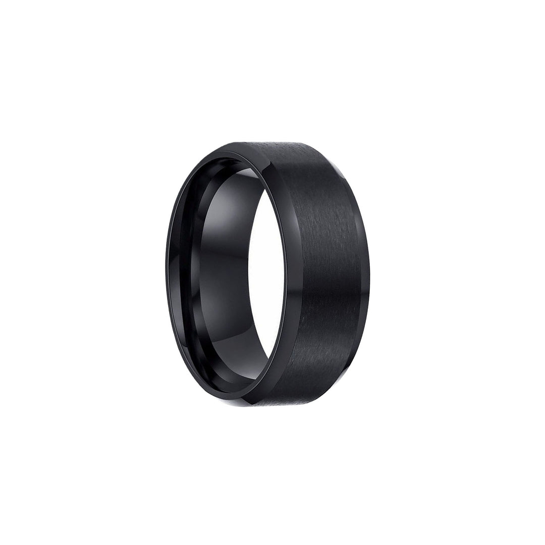 Matt black brushed steel ring 8mm