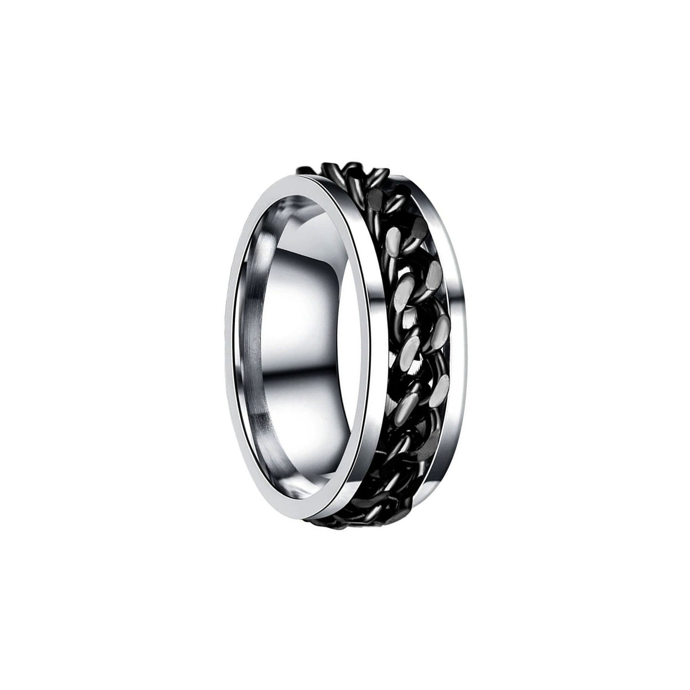 Rotating chain ring spinner black (Steel 316L)