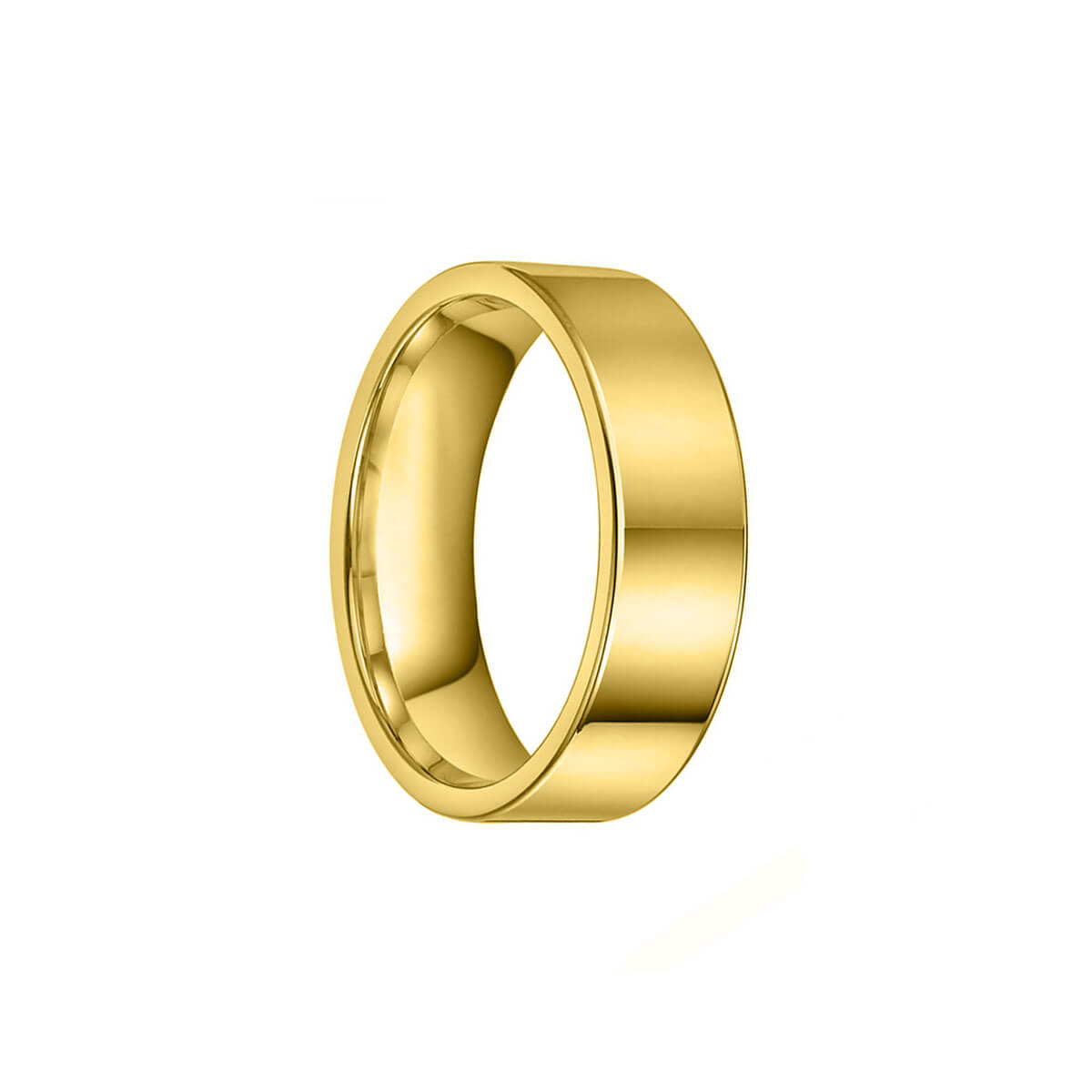 Flat shiny gold plated steel ring 6mm