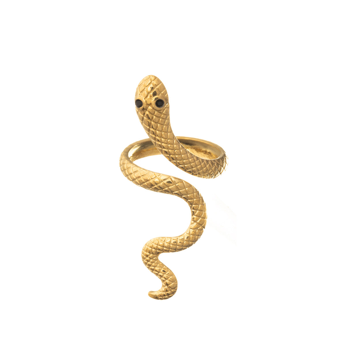 Käärme sormus kullattu terässormus (Teräs 316L)