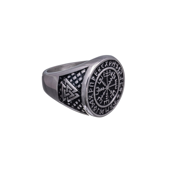 Vegvisir white metal heel ring (Steel 316L)