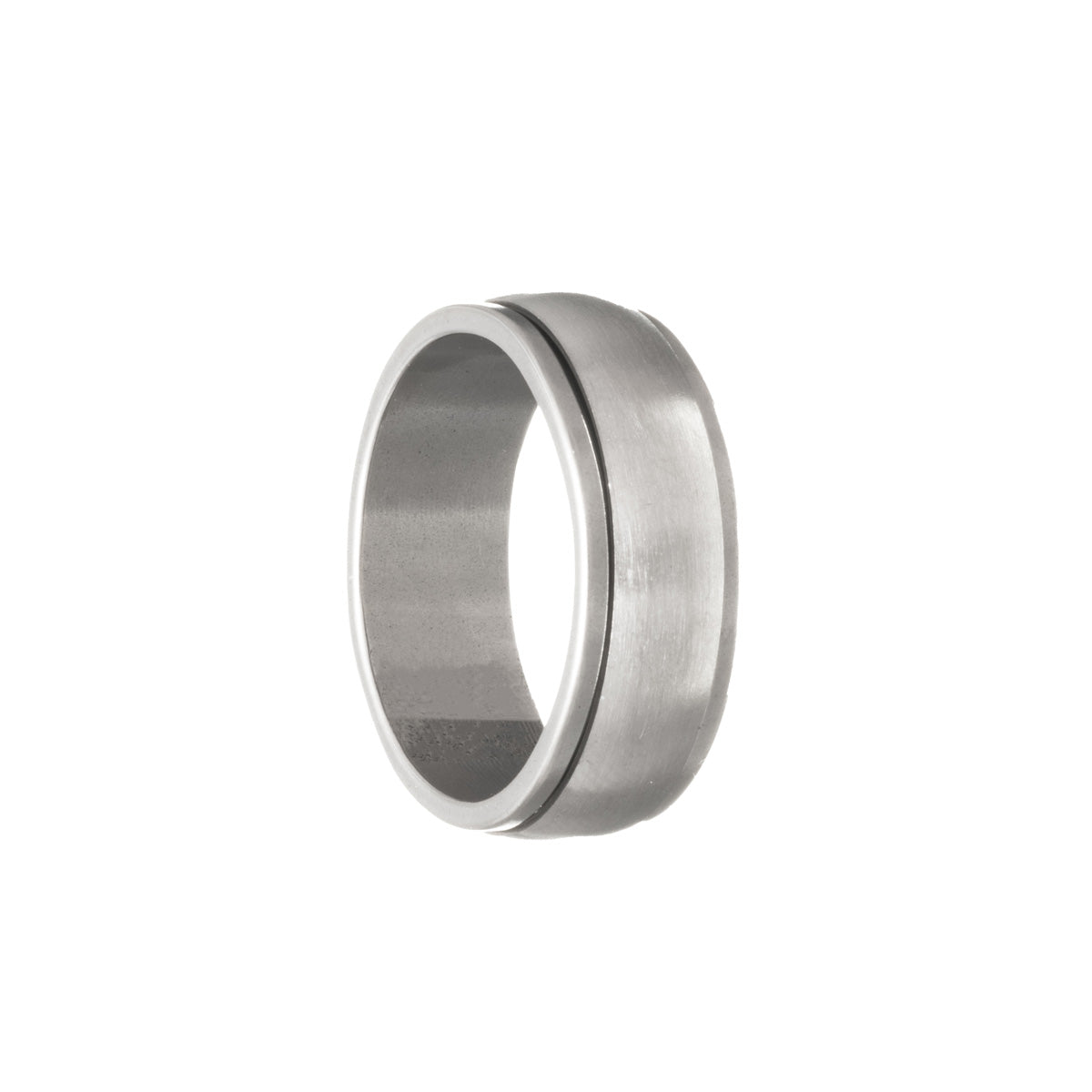 Brushed steel rotary spinner ring with antistress (Steel 316L)