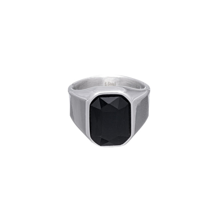 Black stoneware wedding ring (Steel 316L)