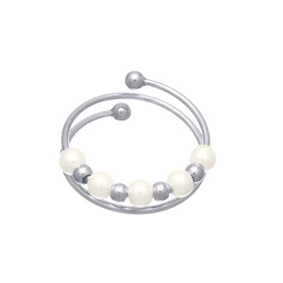 Rotating bead beads antistress ring with two threads (Steel 316L)