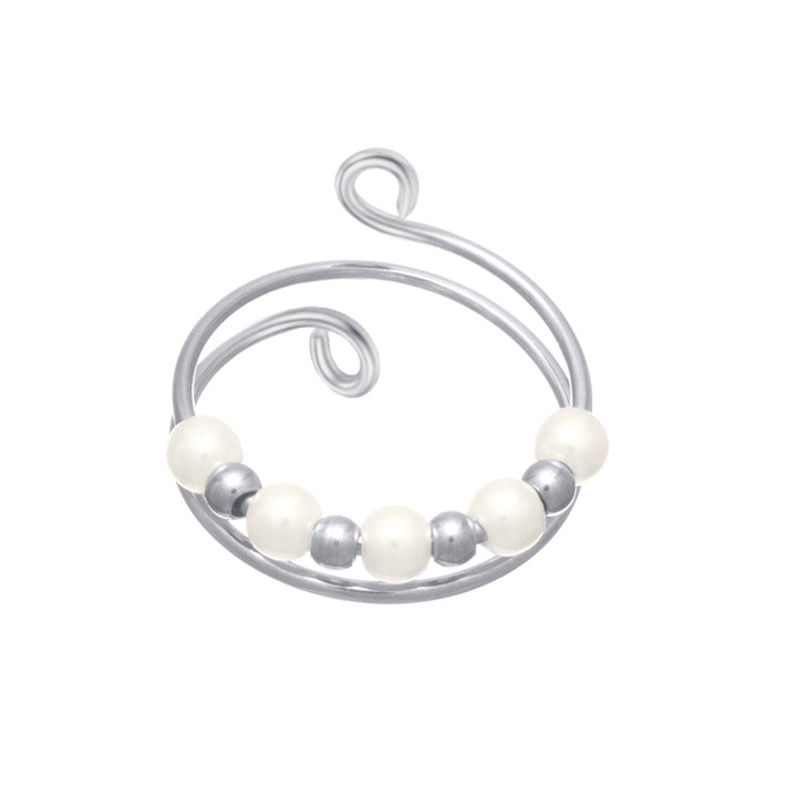 Rotating bead beads antistress ring with two threads (Steel 316L)