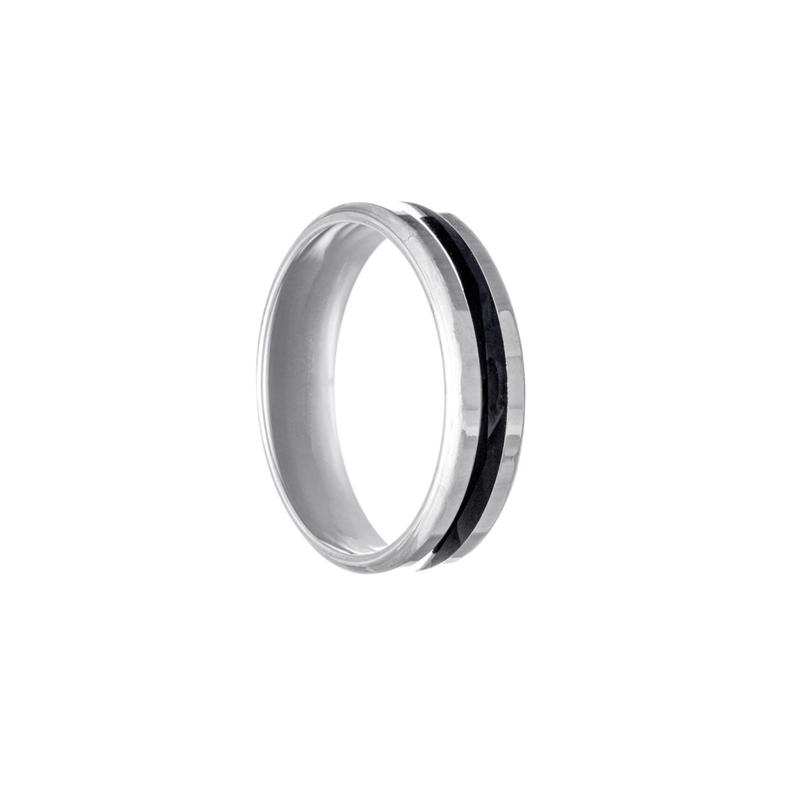 Black striped steel ring 6mm (Steel 316L)