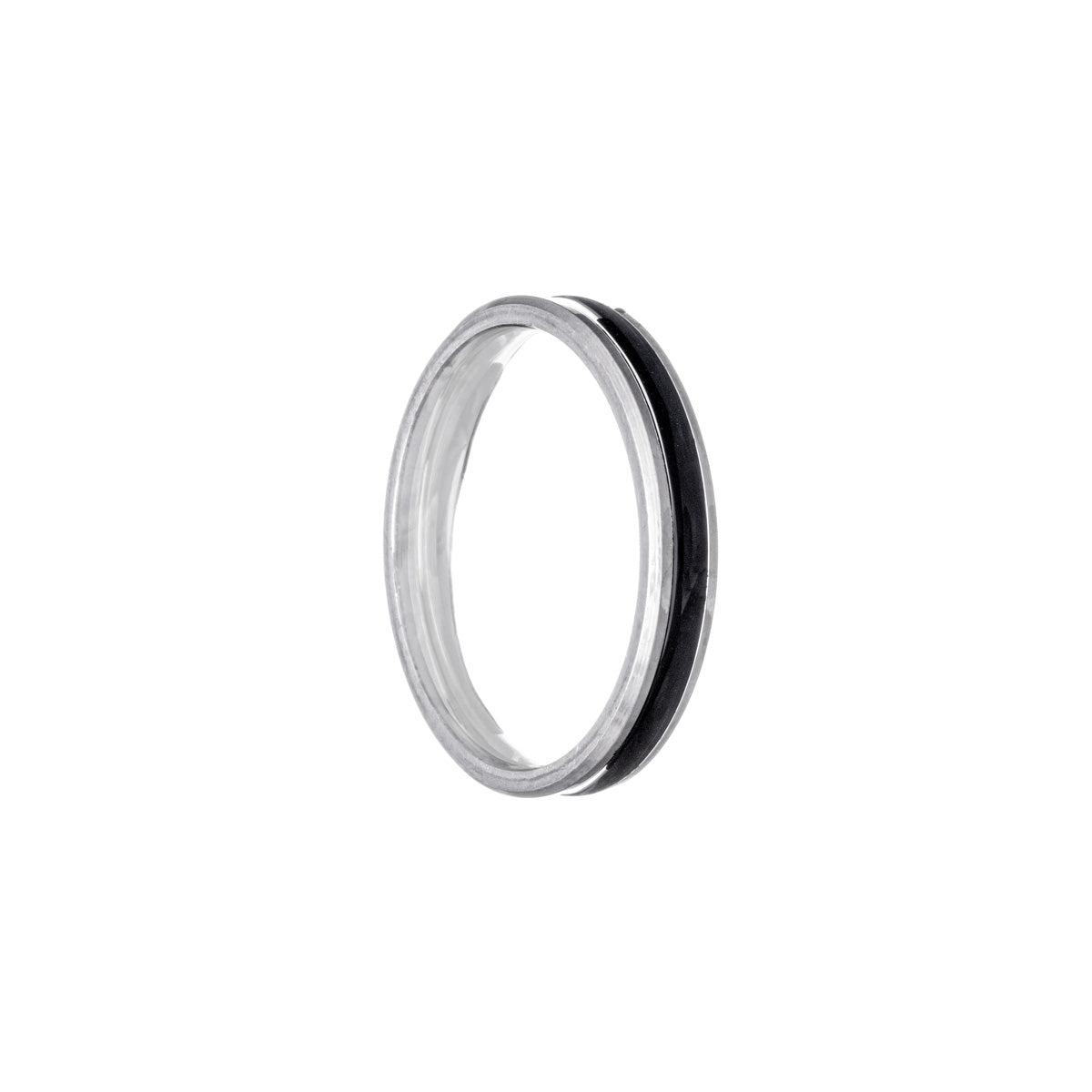 Black striped steel ring 4mm (Steel 316L)
