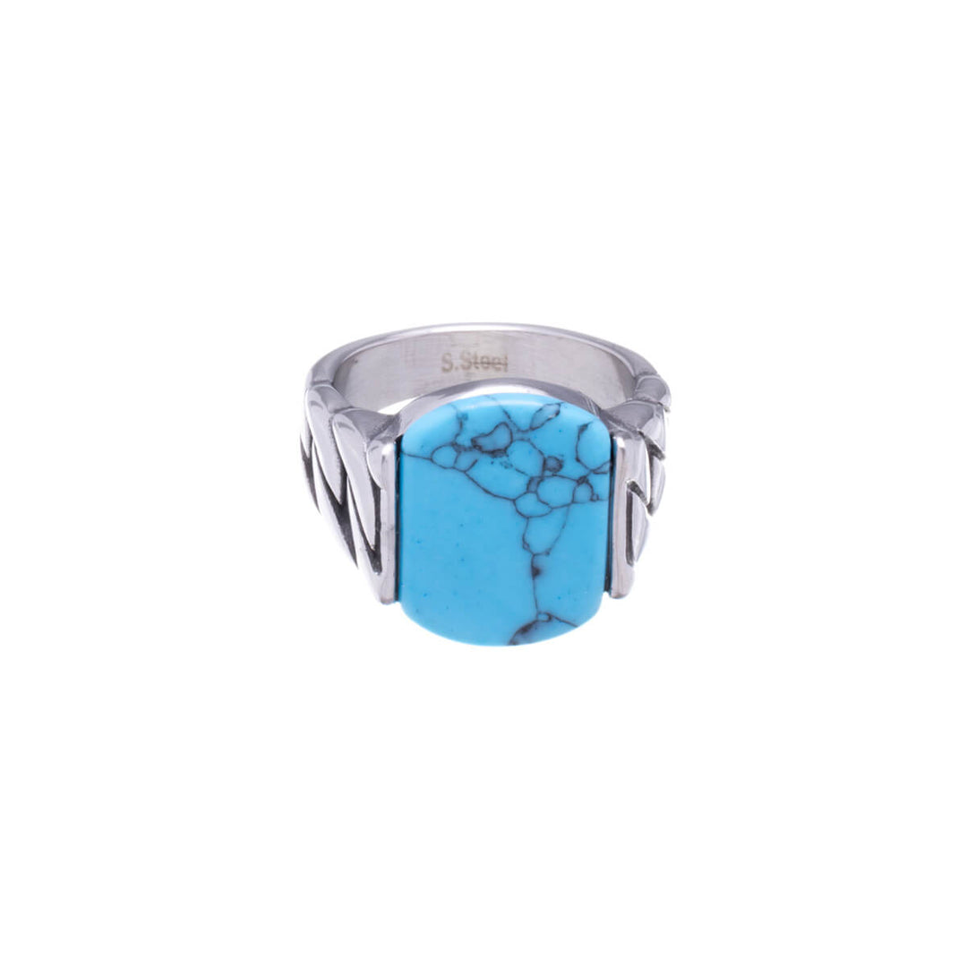 Steel heel ring with turquoise stone (Steel 316L)