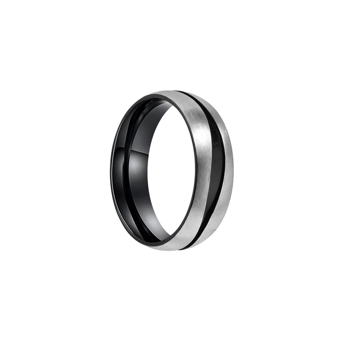 Wavy black grooved brushed steel ring (Steel 316L)
