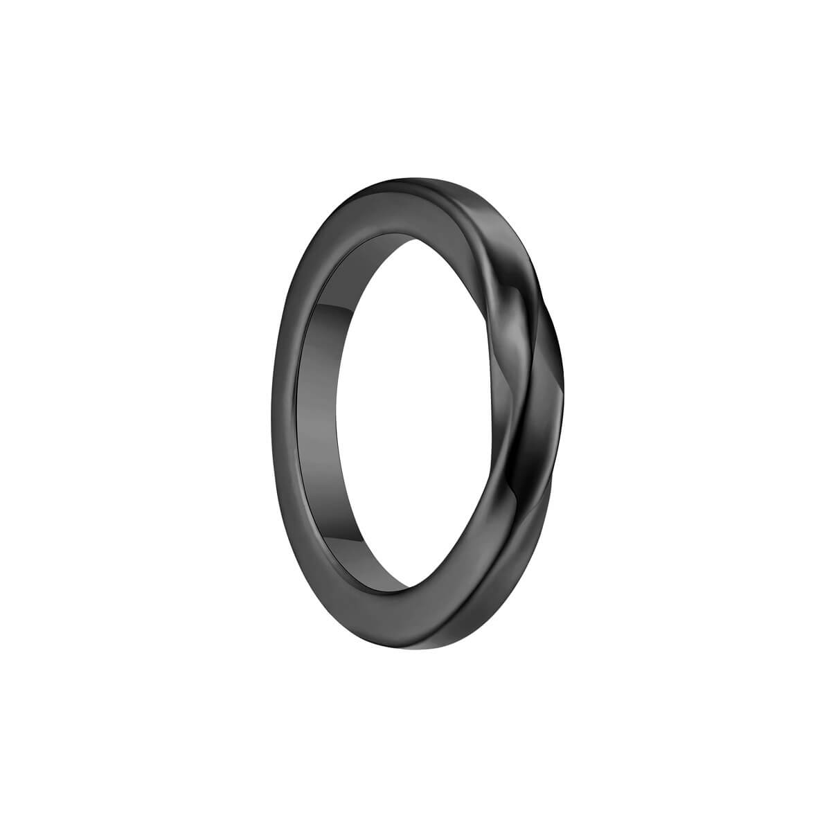 Black strong twisted steel ring (Steel 316L)