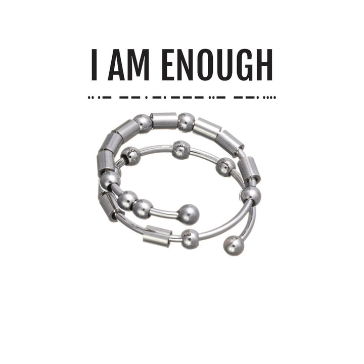 I AM ENOUGH morse-koodi antistressi sormus (Teräs 316L)