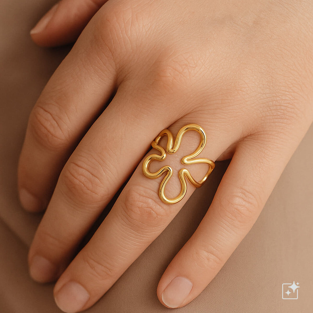 Flower pattern adjustable ring (Steel 316L)