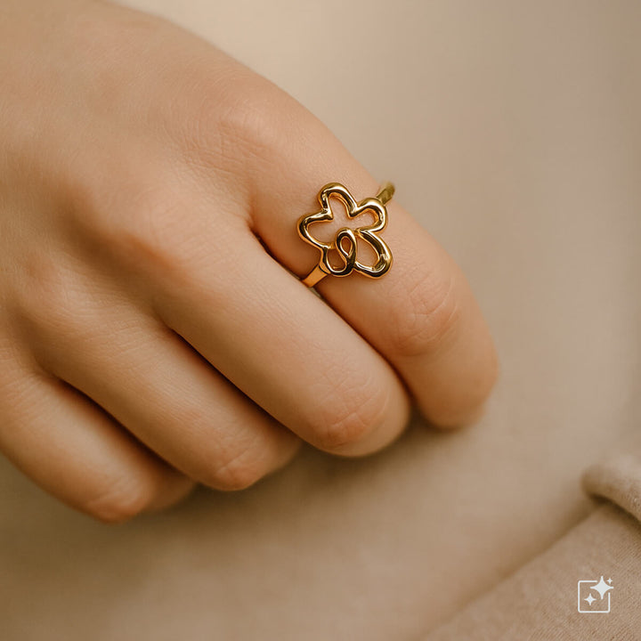 Flower pattern adjustable ring (Steel 316L)