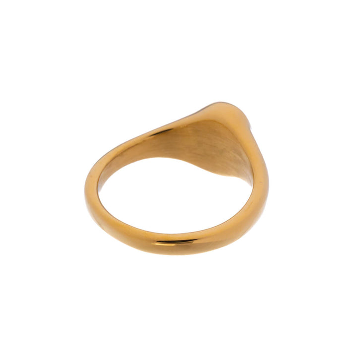 Steel gold ring with black stone (316L steel)