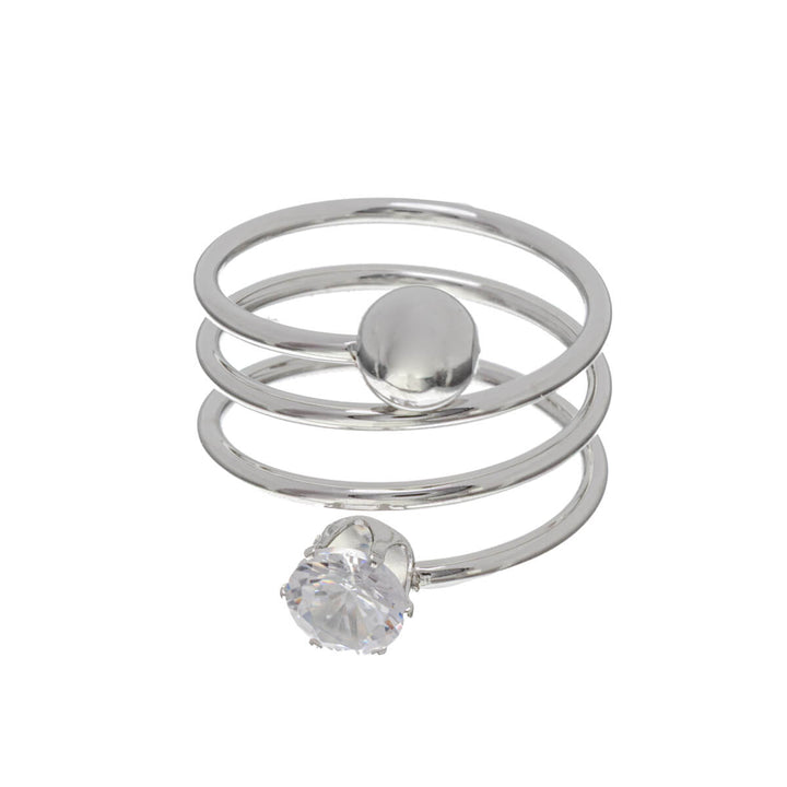 Multi-row twisted ring with stone (Steel 316L)