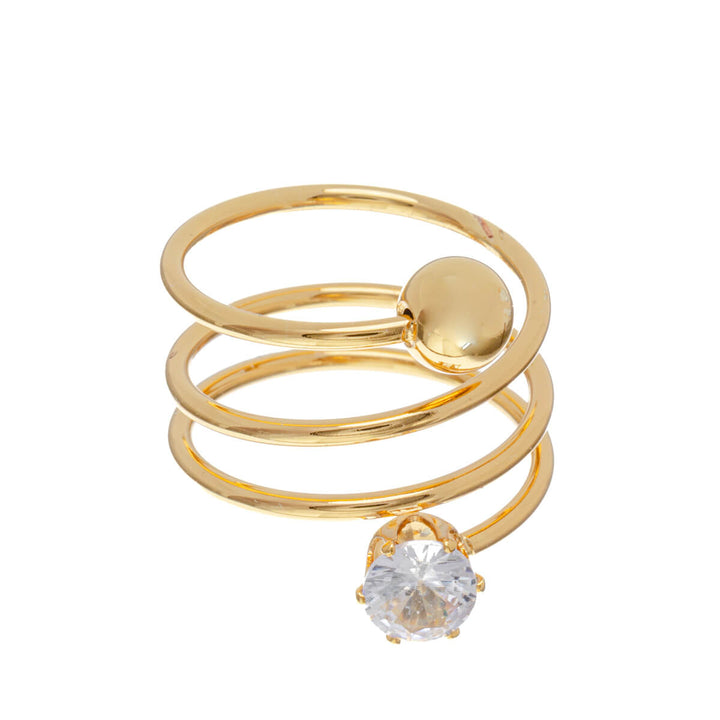 Multi-row twisted ring with stone (Steel 316L)