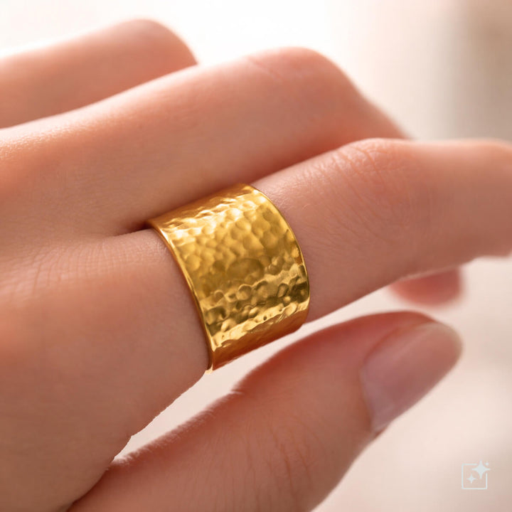 Wide gold adjustable ring (316L steel)