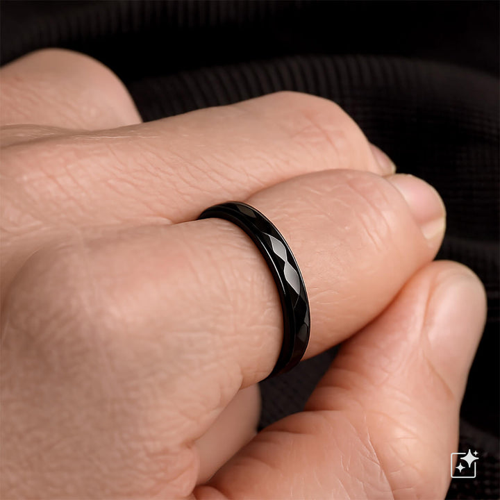 Black narrow beveled stress ring Spinner 3mm (Steel 316L)