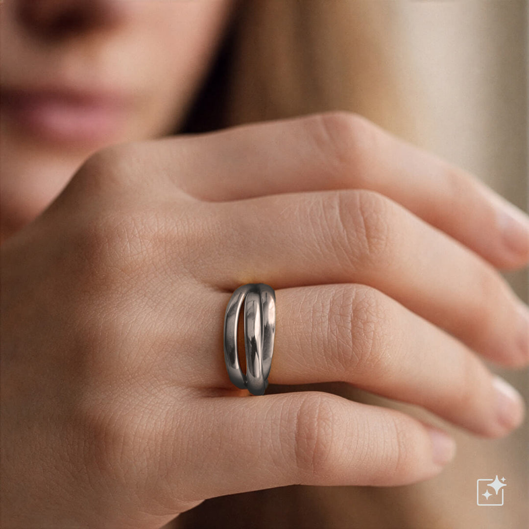 Three-ring stress ring – rotating fidget ring (316L stainless steel)