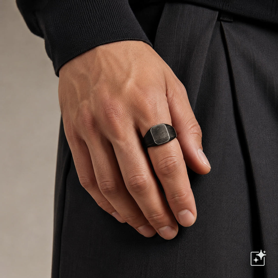 Dark band ring – brushed steel ring (316L steel)
