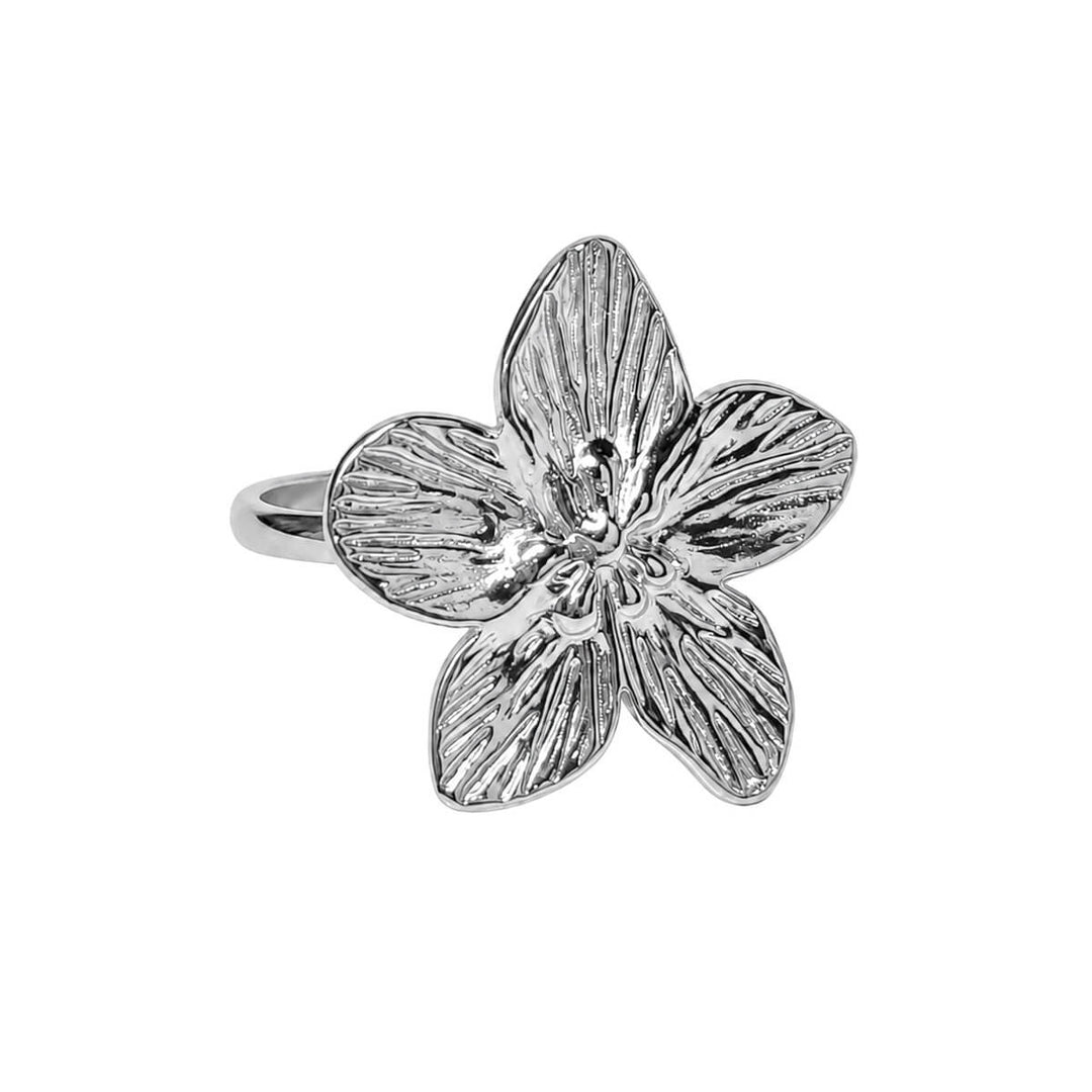 Adjustable Flower Ring – Large Flower Steel Ring (316L)