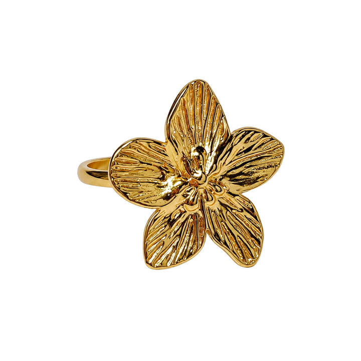 Adjustable Flower Ring – Large Flower Steel Ring (316L)