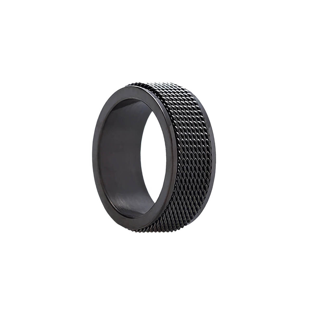 Black anti-stress ring with a cross-hatch finish (316L stainless steel)